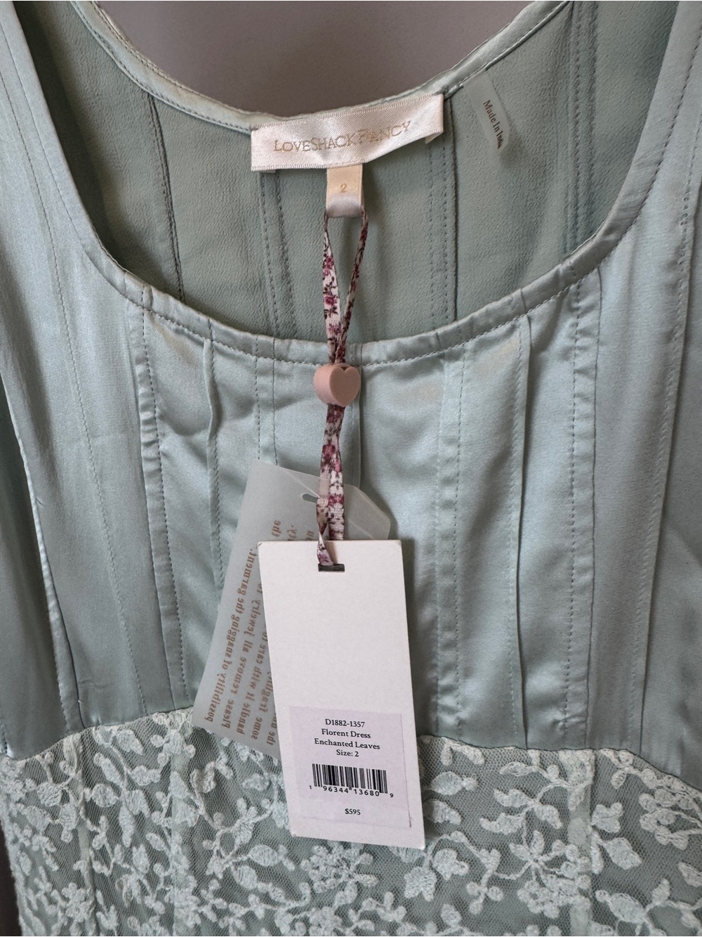 LoveShackFancy Florent Dress Enchanted Leaves NWT Size 2 - Picture 4 of 4